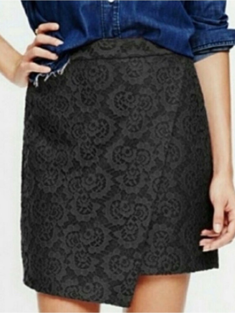 Madewell Black Floral Lace-Texture Mini Skirt
